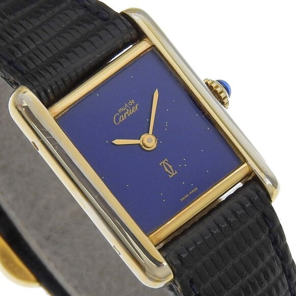 CARTIER Must tank Watches 60022 Lapis Lazuli Dial cal.2512-1 BlueDial Silver - Picture 3 of 7